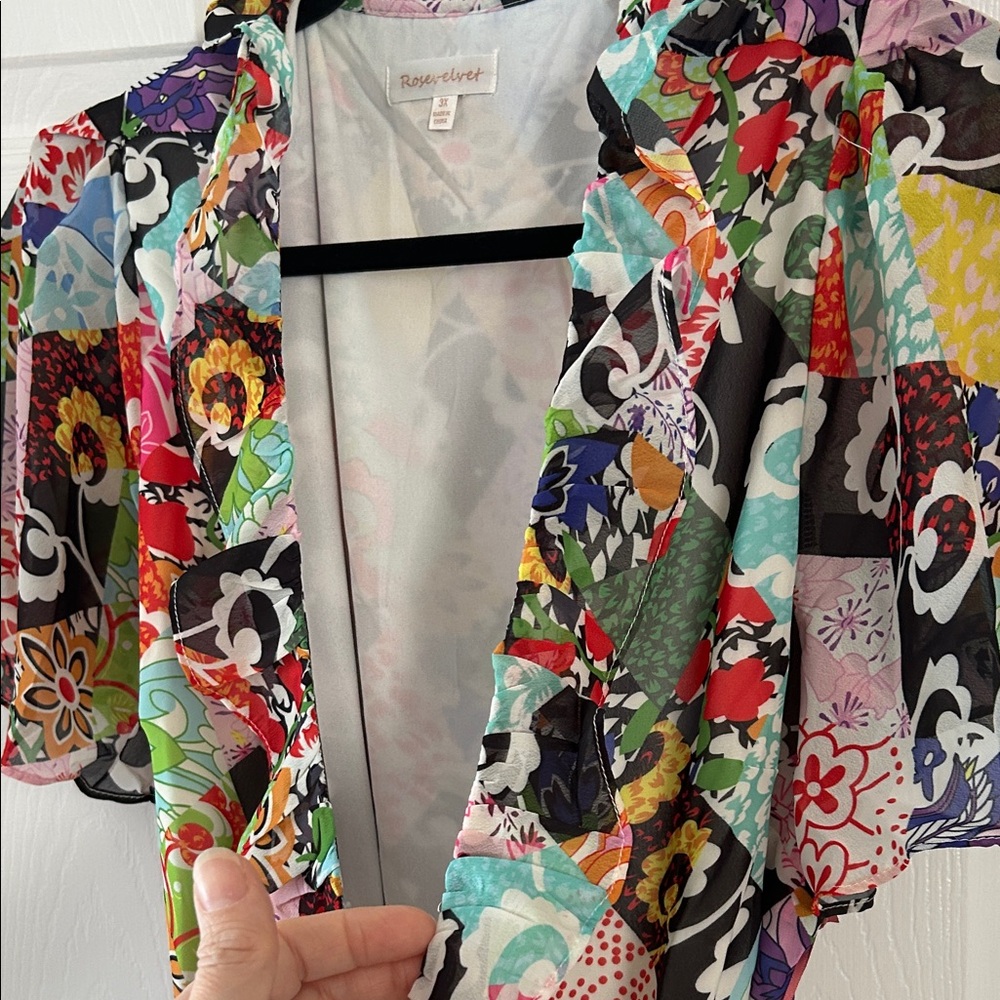 Colorful Patchwork Asymmetrical Wrap Around Dress - image 5